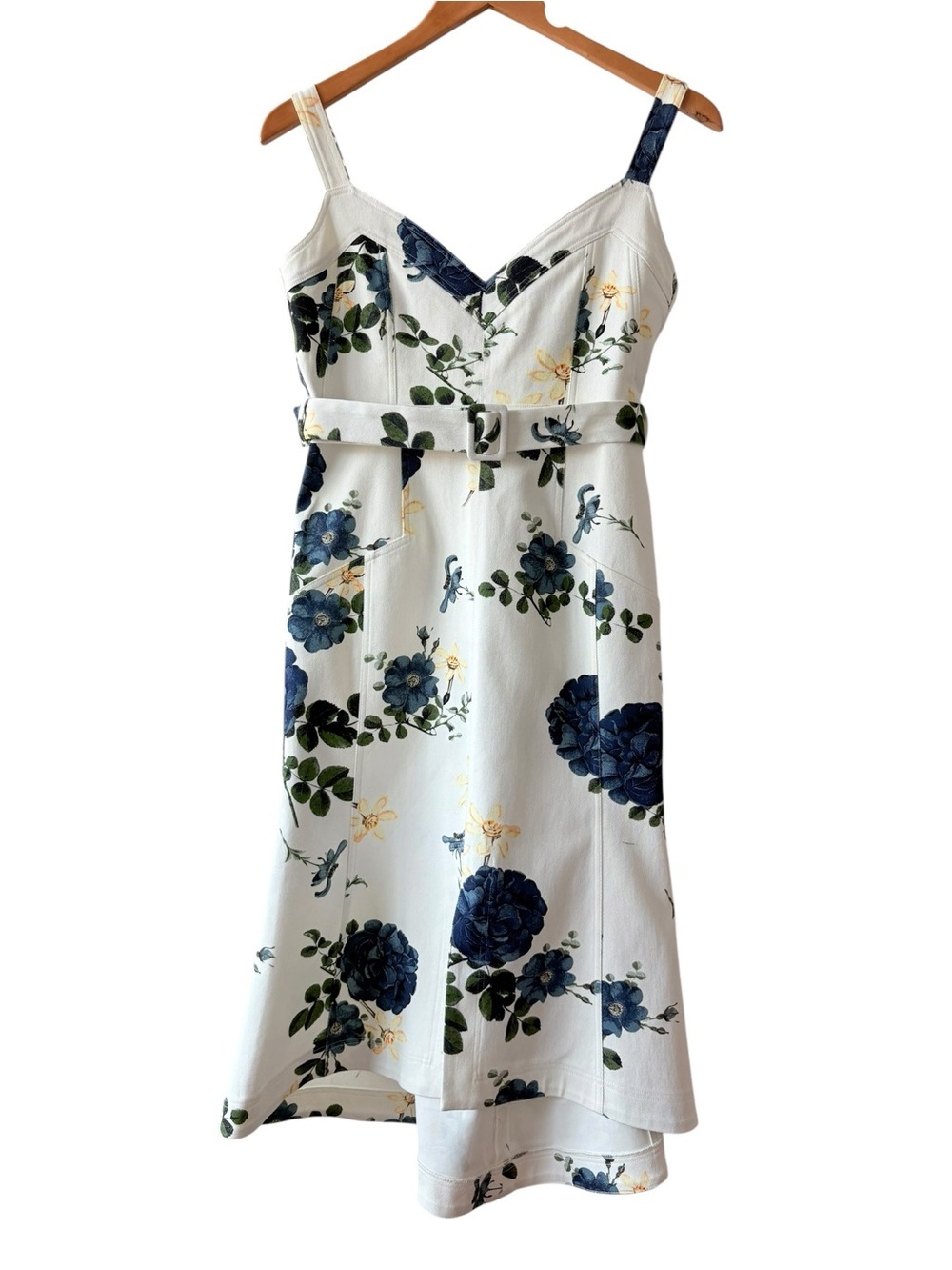 Nicholas Blue Rose Flare Midi Dress